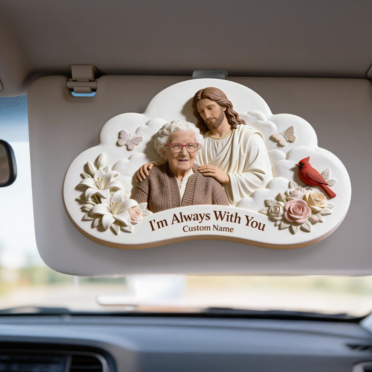 Ich bin immer bei dir, Erinnerungsgeschenk für verlorene Angehörige – personalisierter, gelenkschonender Auto-Sonnenblendenclip