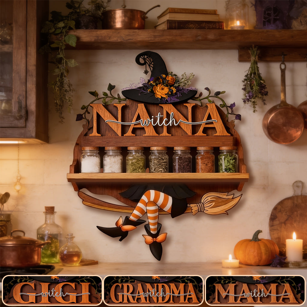 Grandma Witch - Personalized Witch Wooden Floating Shelf