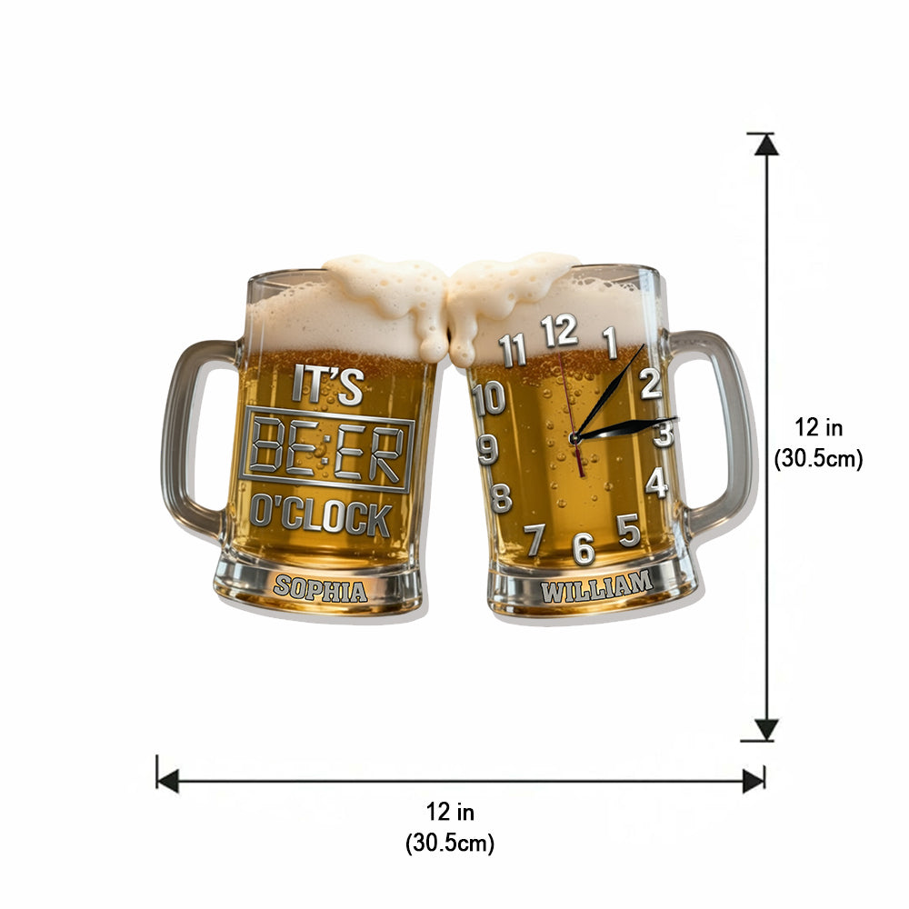 C'est l'heure de la bière ! - Horloge murale lumineuse LED personnalisée sur le thème de la bière