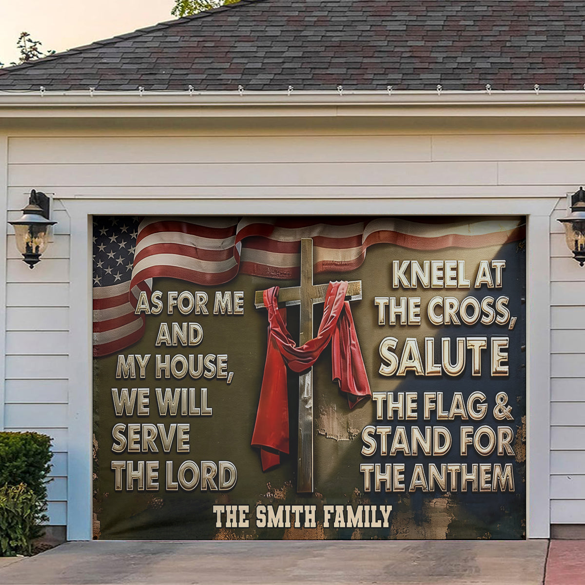 „Was mich und mein Haus betrifft“ – personalisiertes christliches Garagentorbanner