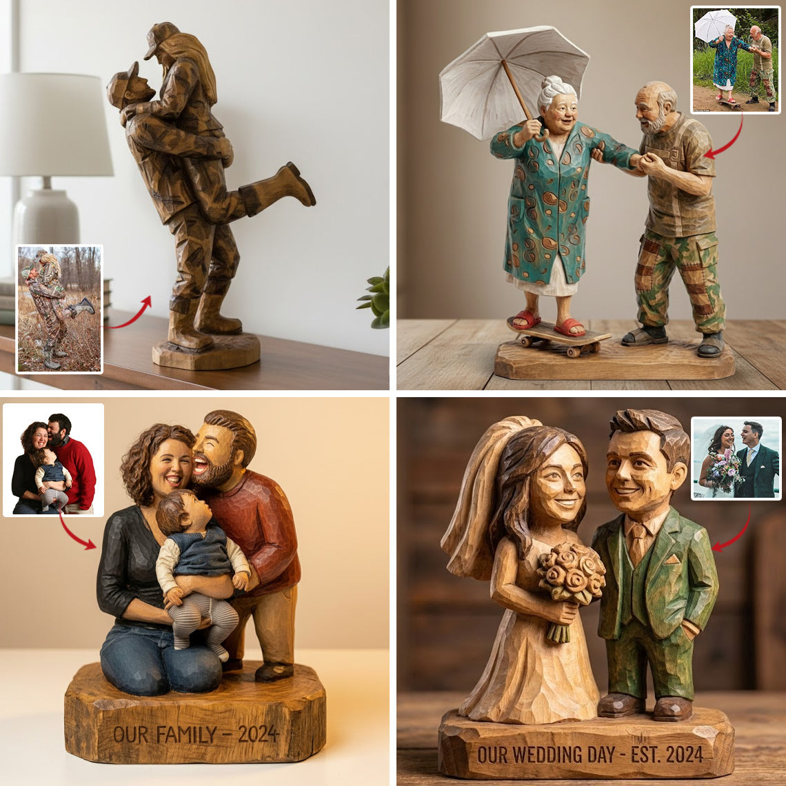 Wooden Couple - Personalized Couple Custom Shaped Acrylic Plaque