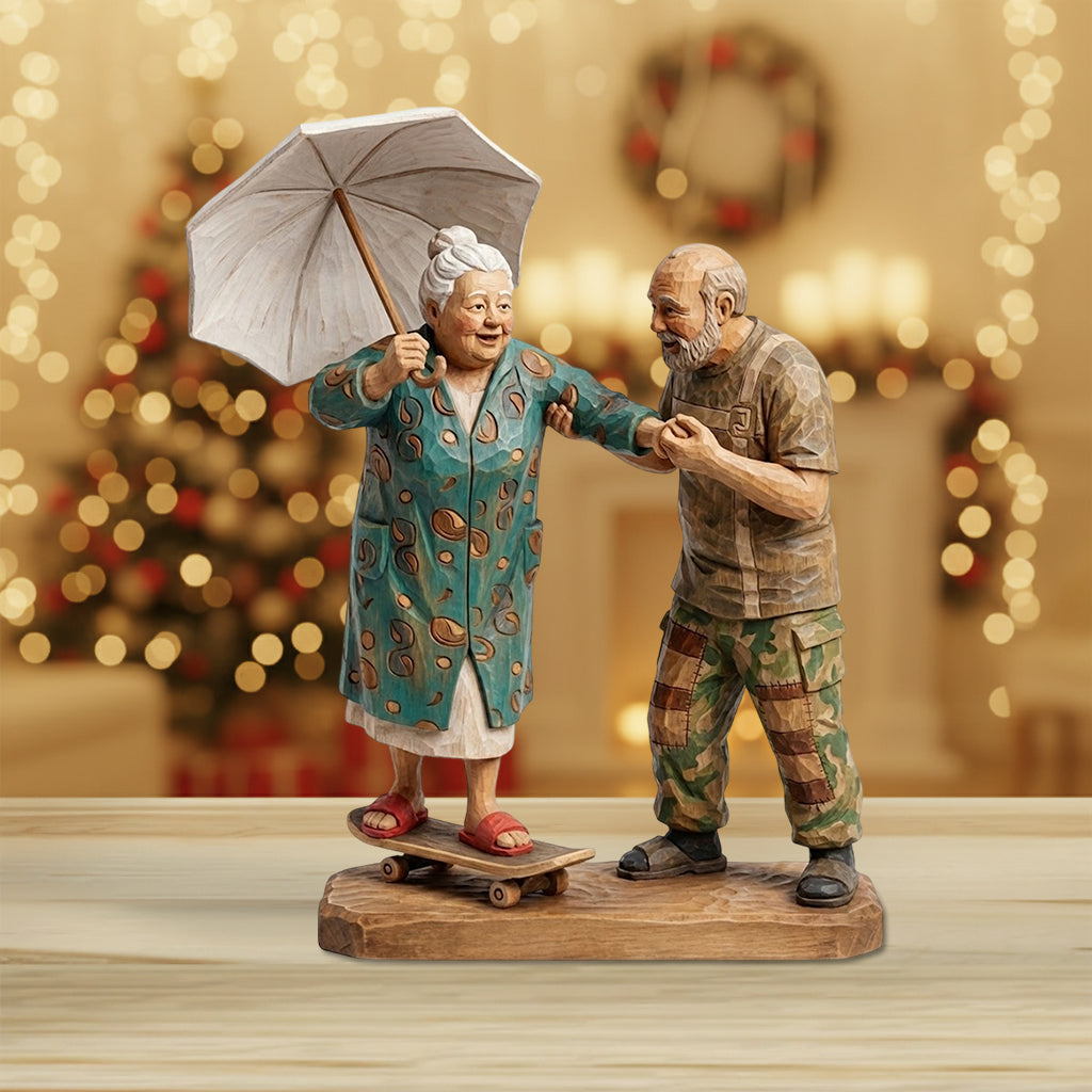 Wooden Couple - Personalized Couple Custom Shaped Acrylic Plaque