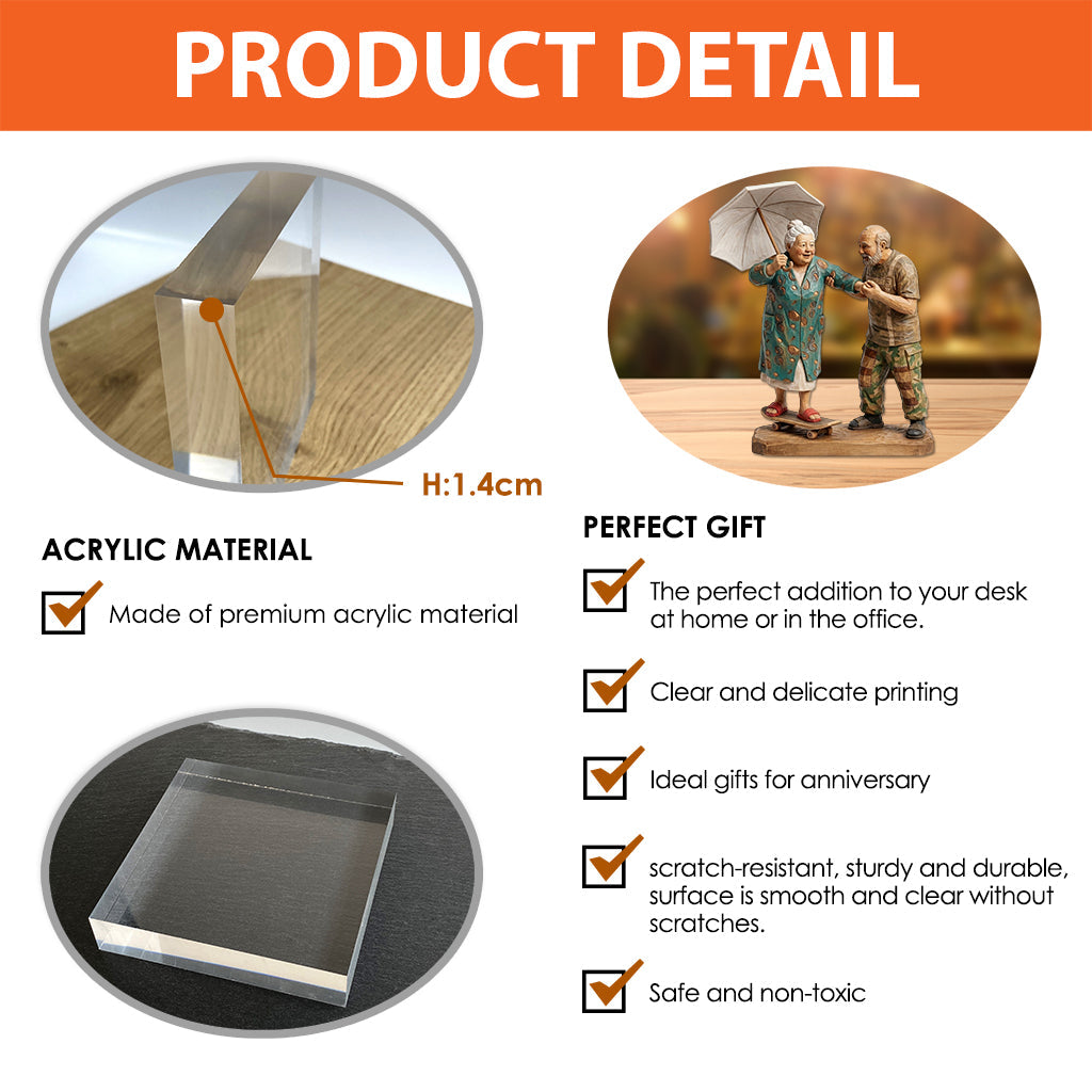 Wooden Couple - Personalized Couple Custom Shaped Acrylic Plaque