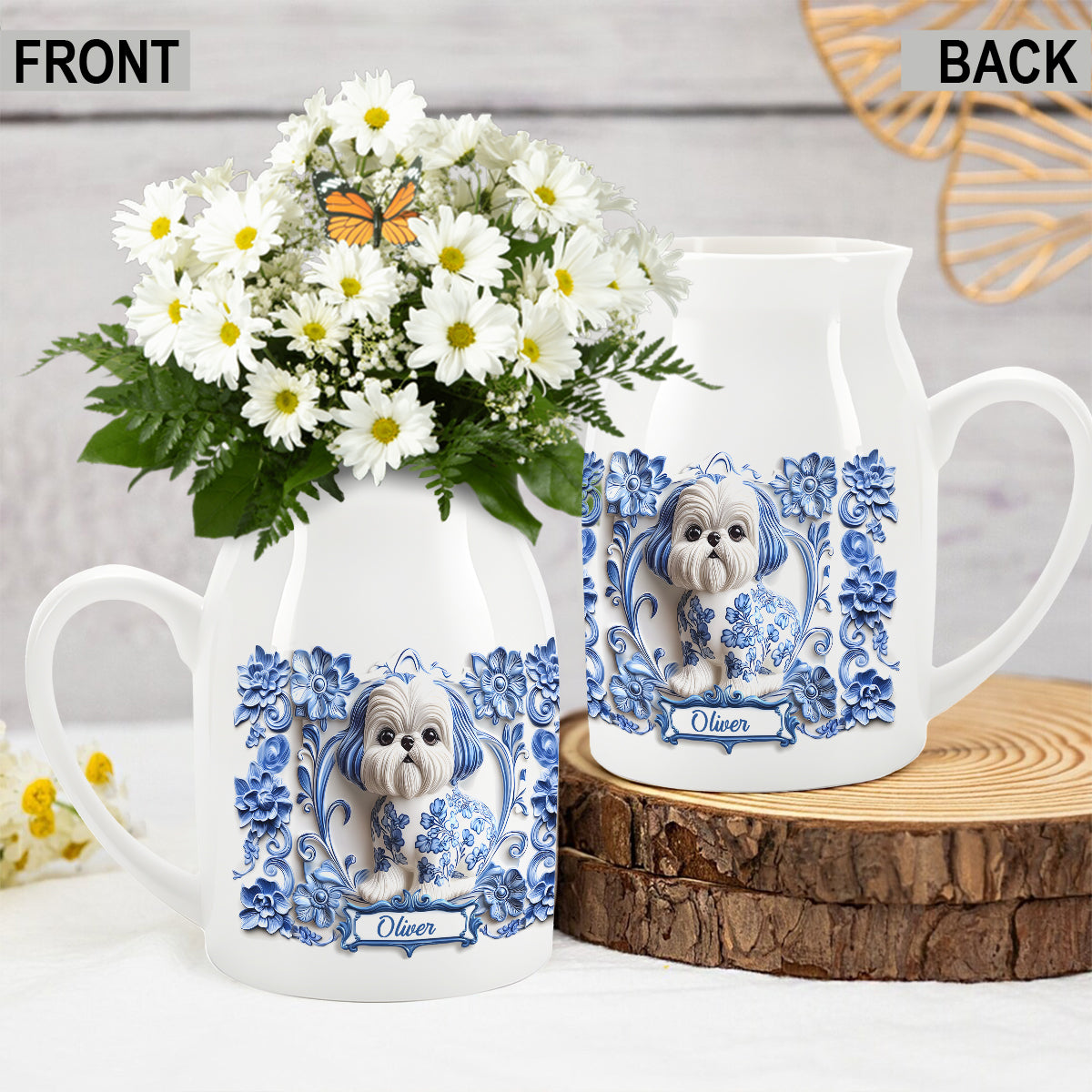 Vase à fleurs en céramique personnalisé pour chien Shih Tzu mignon
