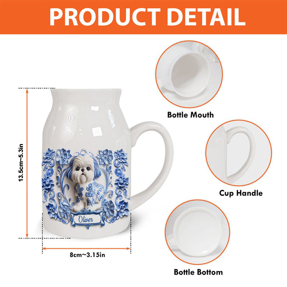 Vase à fleurs en céramique personnalisé pour chien Shih Tzu mignon