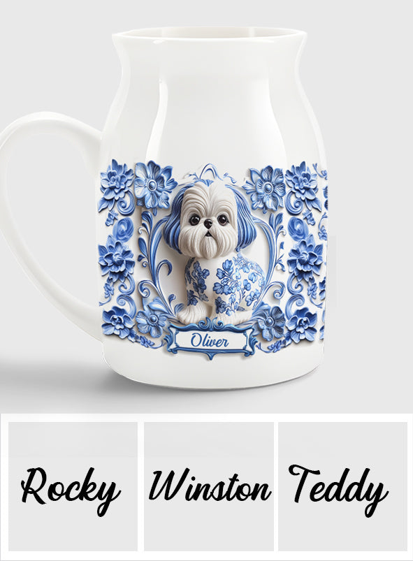 Vase à fleurs en céramique personnalisé pour chien Shih Tzu mignon