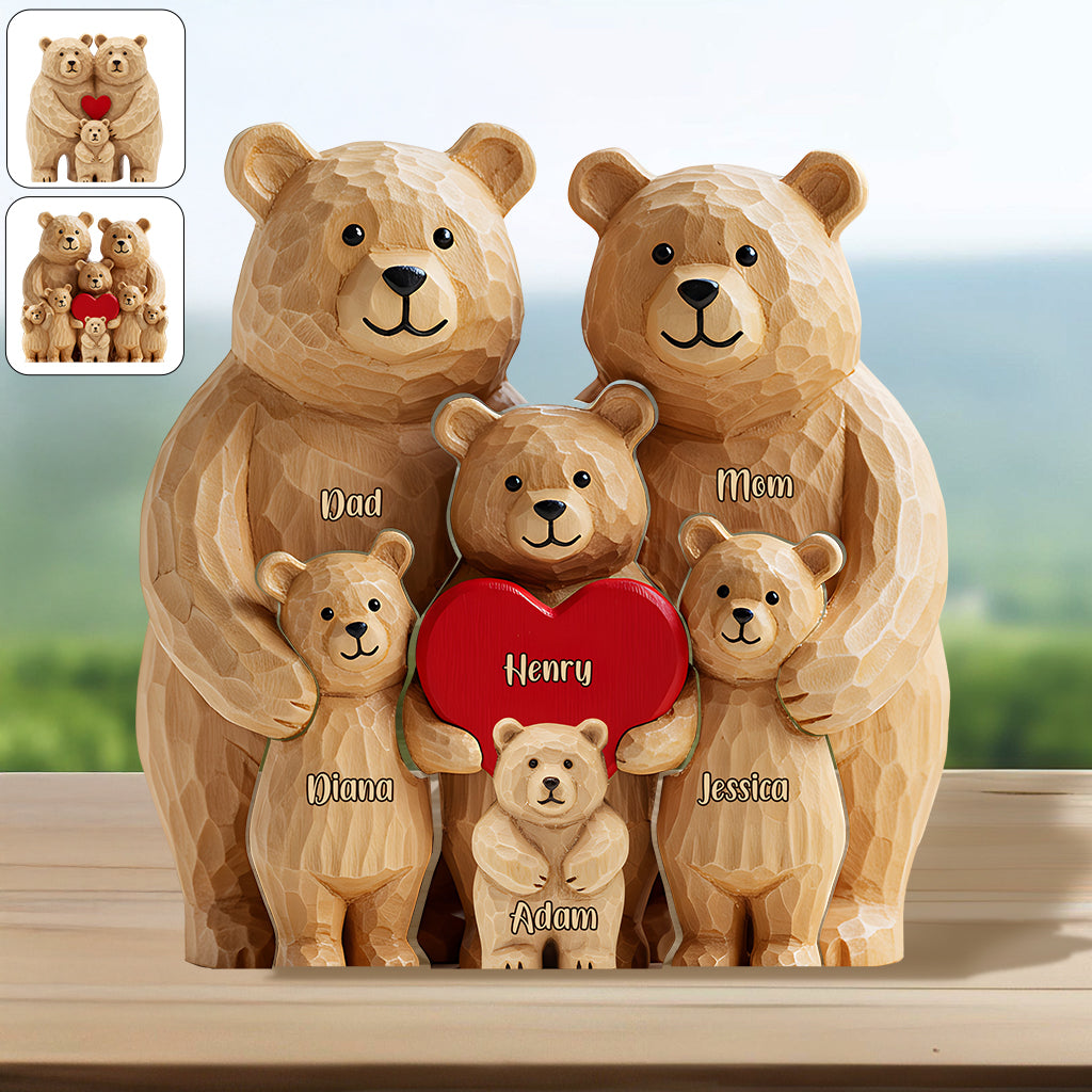 Bärenfamilie – Personalisiertes Holzpuzzle in Familienform
