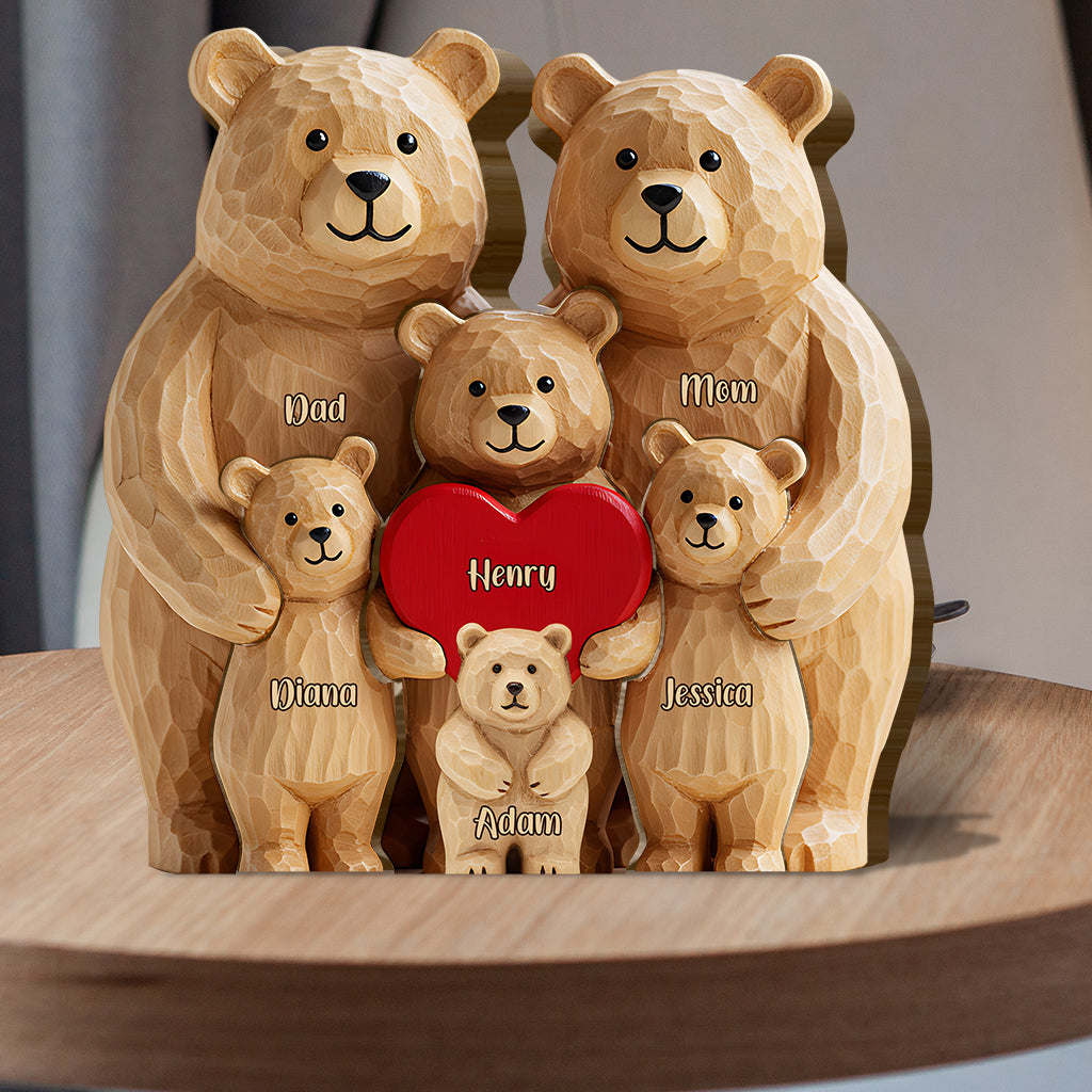 Bärenfamilie – Personalisiertes Holzpuzzle in Familienform