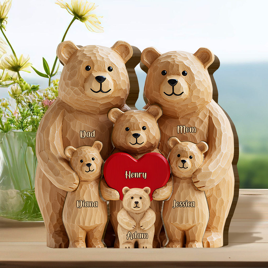 Bärenfamilie – Personalisiertes Holzpuzzle in Familienform