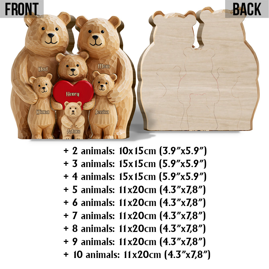 Bärenfamilie – Personalisiertes Holzpuzzle in Familienform