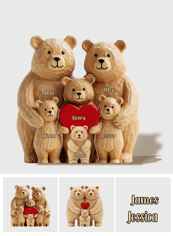 Bärenfamilie – Personalisiertes Holzpuzzle in Familienform