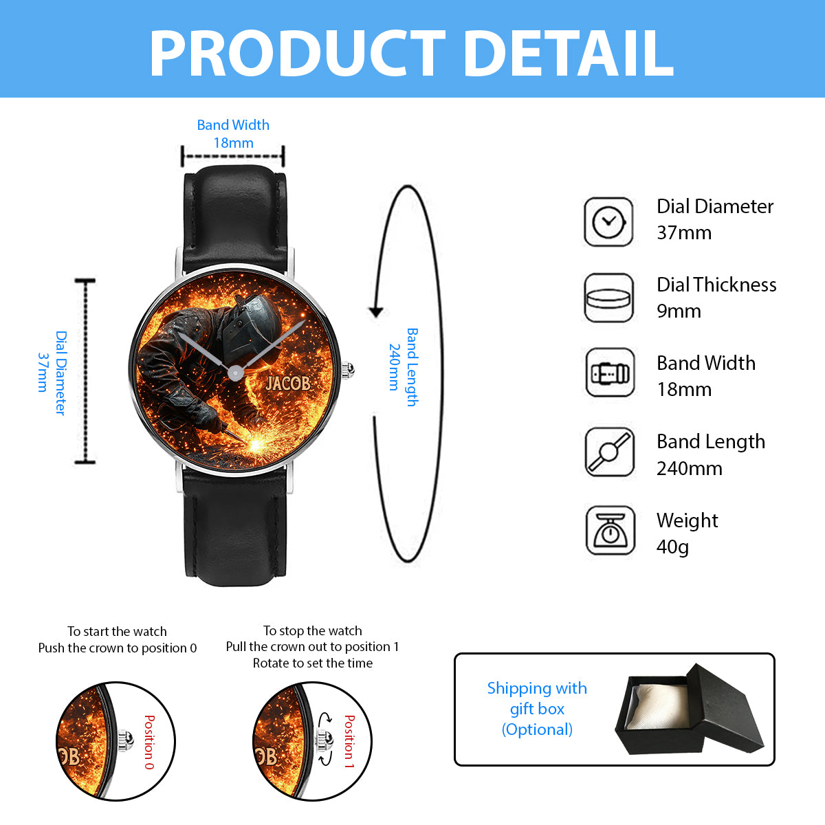 Cadeau pour soudeur - Montre personnalisée pour soudeur