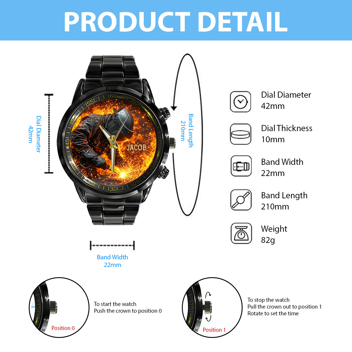Cadeau pour soudeur - Montre personnalisée pour soudeur