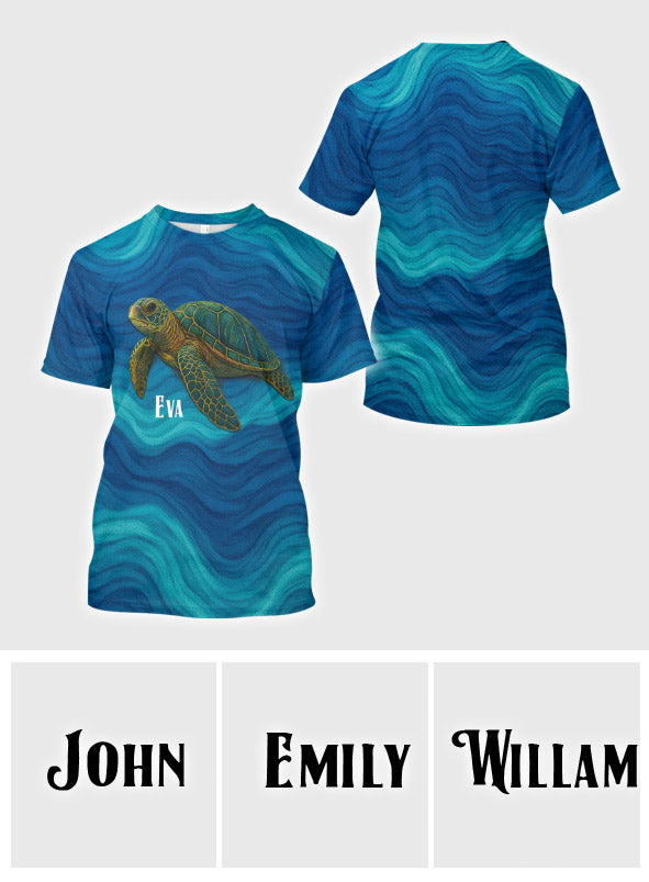 Turtle And Wave - Personalized Turtle All Over Shirt