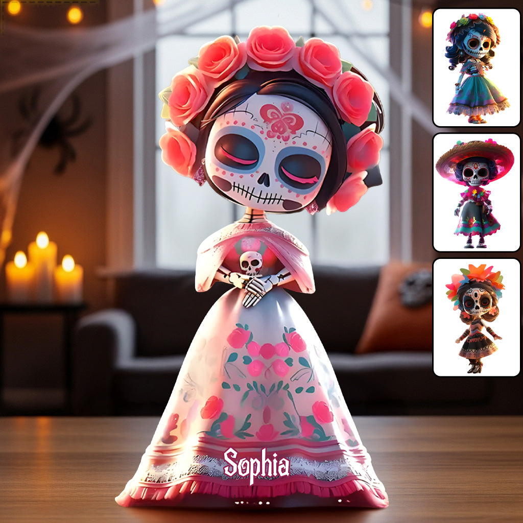 Têtes de mort mexicaines - Plaque acrylique personnalisée en forme de crâne.