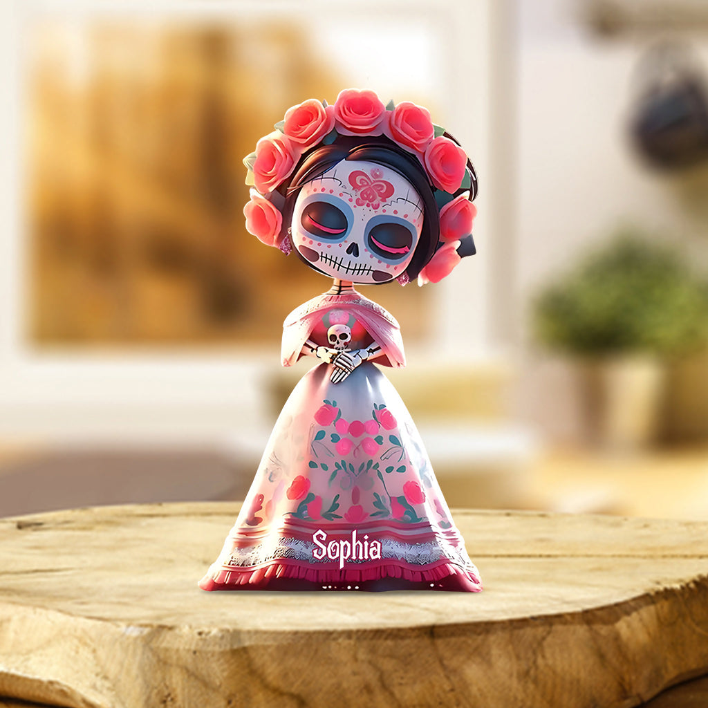 Têtes de mort mexicaines - Plaque acrylique personnalisée en forme de crâne.