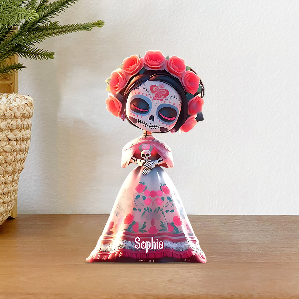 Têtes de mort mexicaines - Plaque acrylique personnalisée en forme de crâne.
