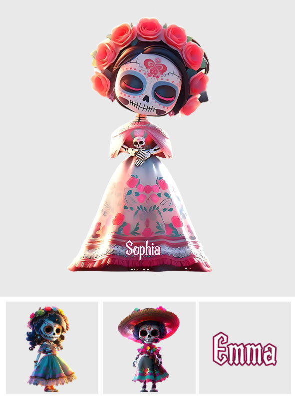 Têtes de mort mexicaines - Plaque acrylique personnalisée en forme de crâne.