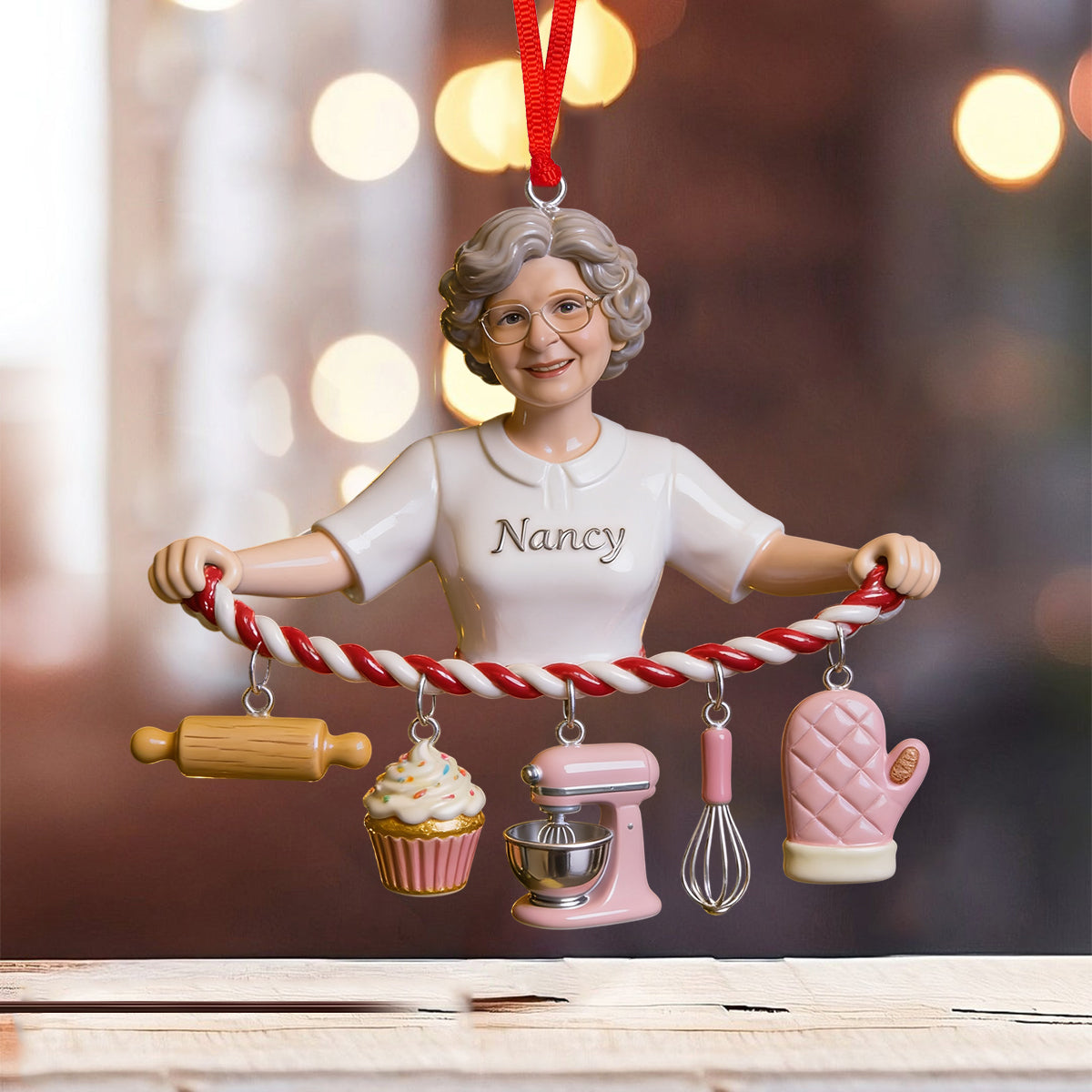 Whisking You a Merry Christmas - Personalized Baking Ornament With Charm