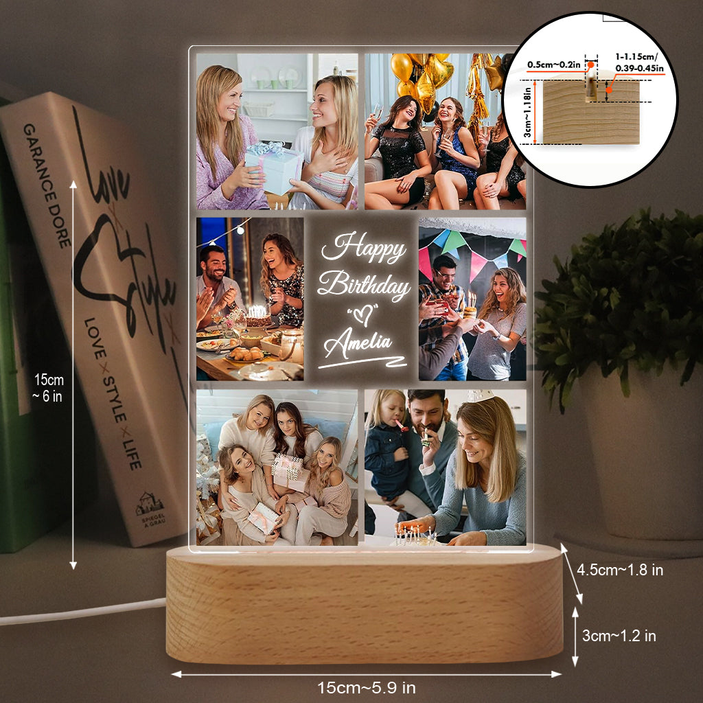 Happy Birthday - Personalized Birthday Shaped Plaque Light Base