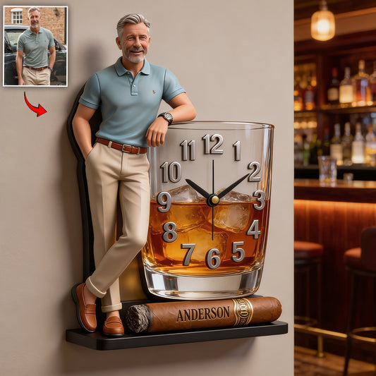 Personalisierte Whisky & Zigarren - Individuelle Acryl Wanduhr
