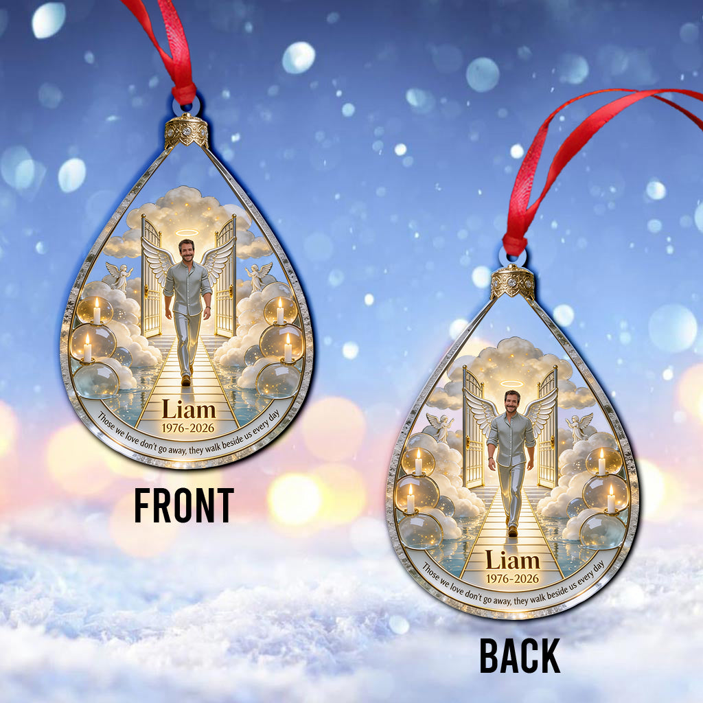 Heaven Memorial Angel Wings Christmas - Personalized Memorial Ornament