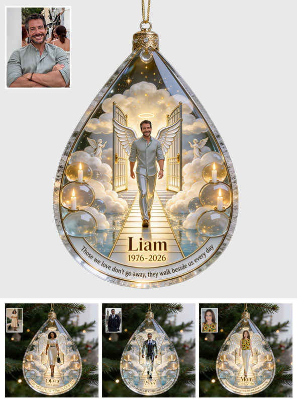 Heaven Memorial Angel Wings Christmas - Personalized Memorial Ornament