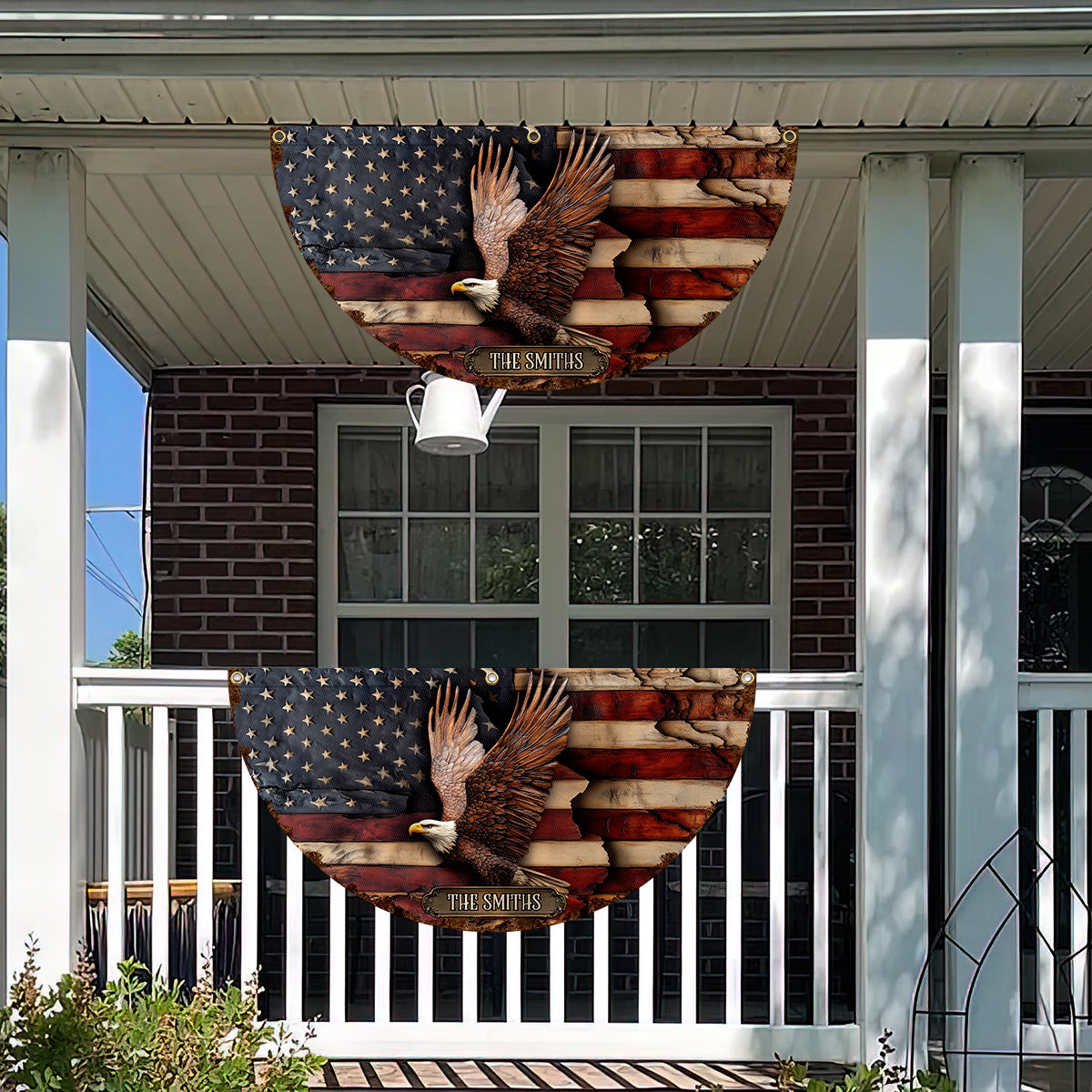 Gott segne Amerika – Personalisierte, gefaltete Fächerflagge zum Unabhängigkeitstag/4. Juli