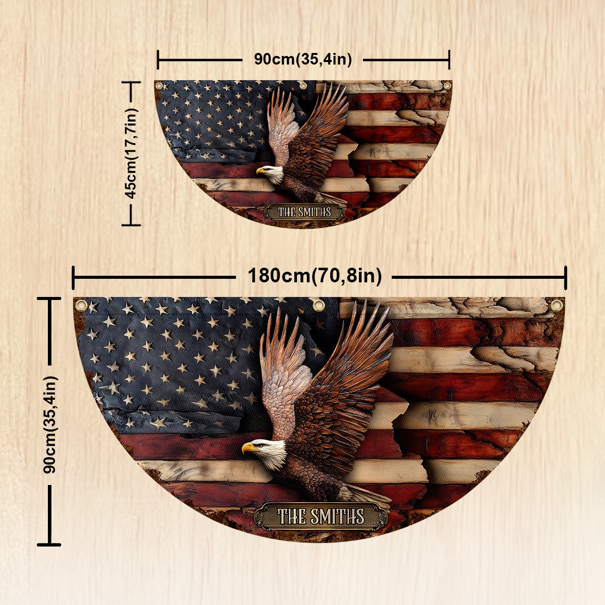 Gott segne Amerika – Personalisierte, gefaltete Fächerflagge zum Unabhängigkeitstag/4. Juli