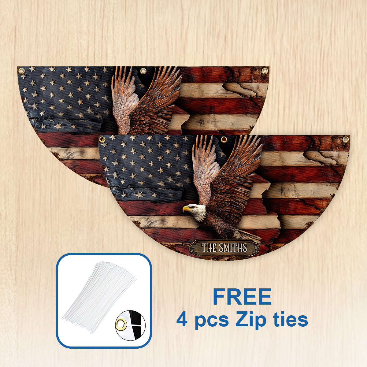 Gott segne Amerika – Personalisierte, gefaltete Fächerflagge zum Unabhängigkeitstag/4. Juli