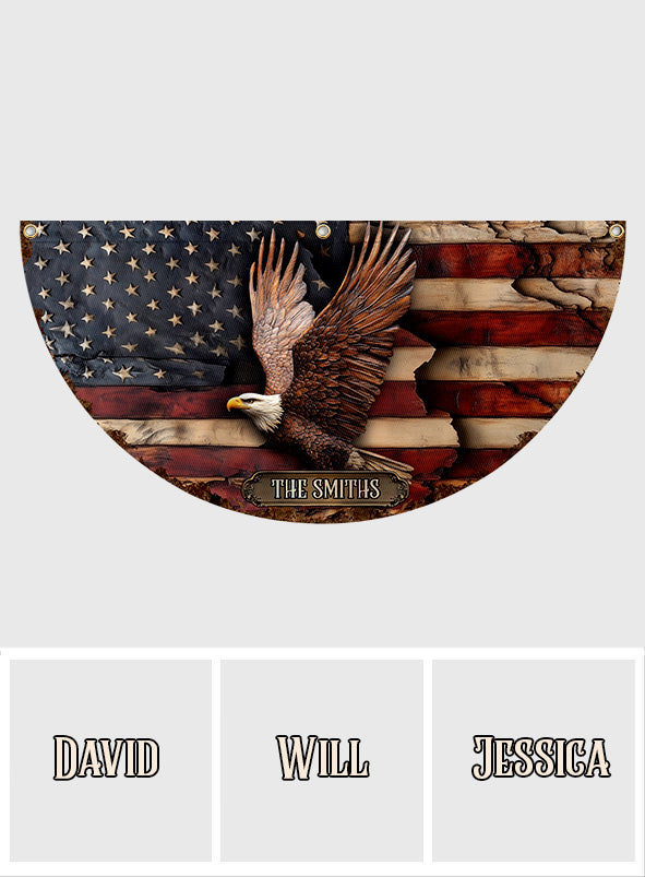 Gott segne Amerika – Personalisierte, gefaltete Fächerflagge zum Unabhängigkeitstag/4. Juli