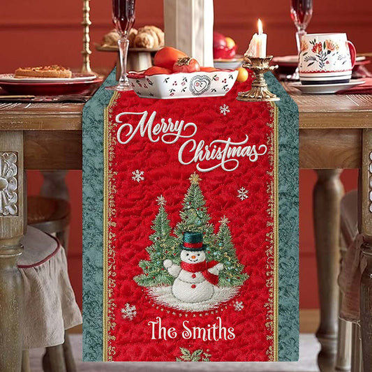 Décoration de table de Noël - Chemin de table personnalisé pour la famille