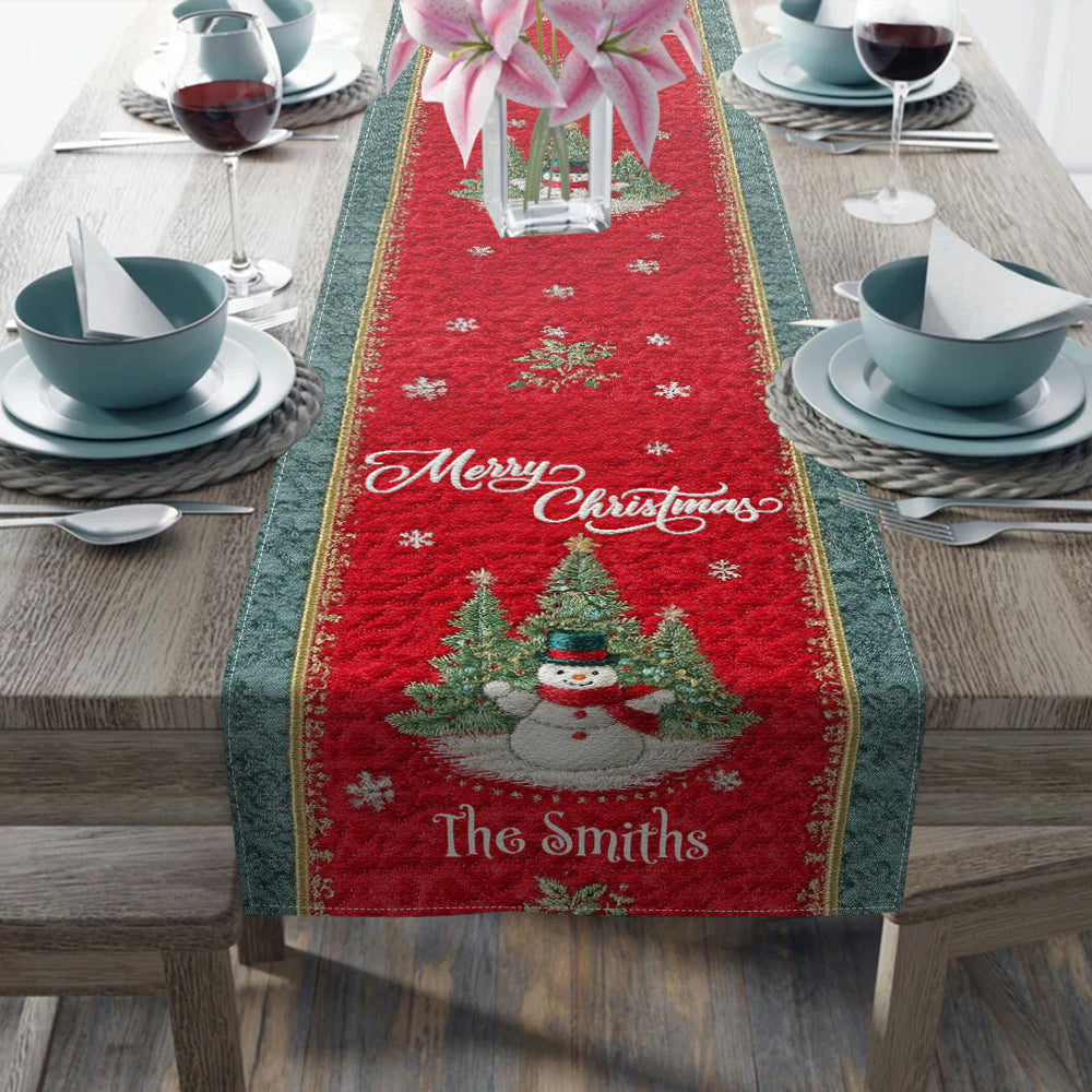 Décoration de table de Noël - Chemin de table personnalisé pour la famille