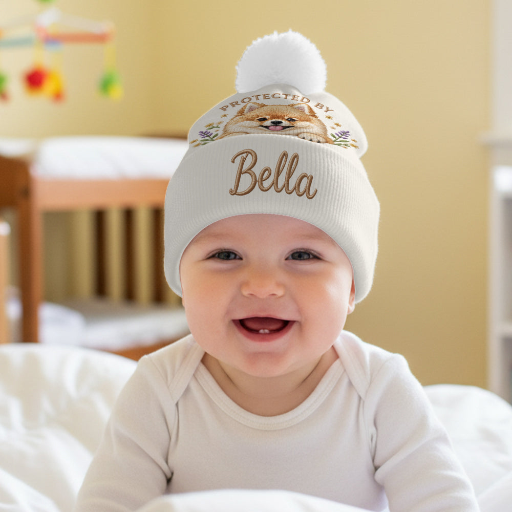 Baby Geschützt Durch Haustier - Personalisierte Neugeborenen Mütze