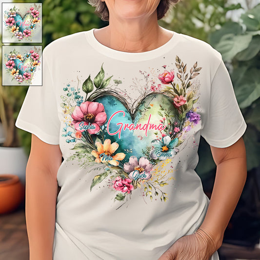 Grandma's Mom's Flowers - Personalized Grandma T-shirt And Hoodie