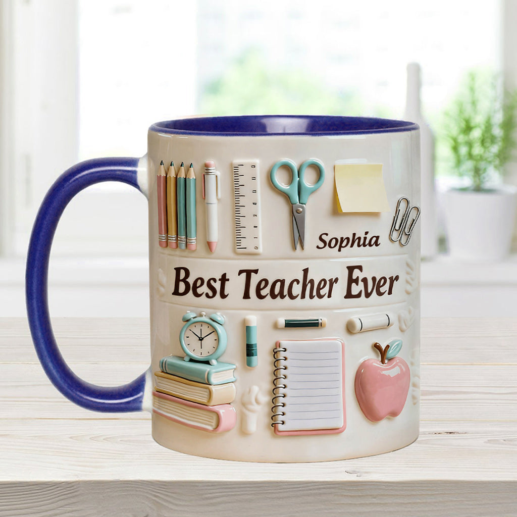 Bester Lehrer aller Zeiten – Personalisierte Tasse und Untersetzer mit Lehrermotiv