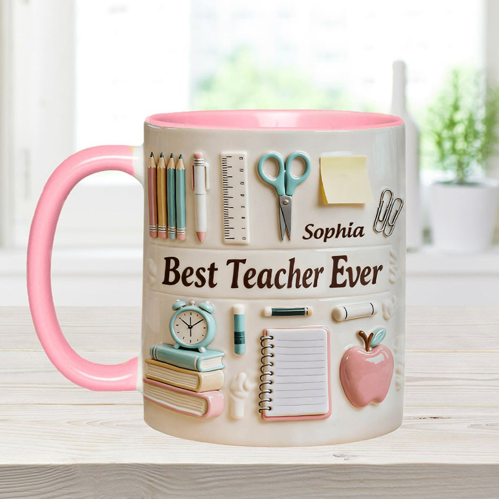 Bester Lehrer aller Zeiten – Personalisierte Tasse und Untersetzer mit Lehrermotiv