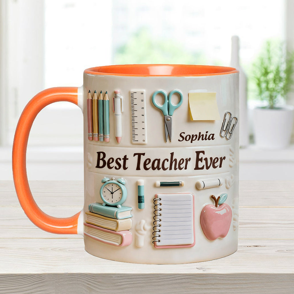 Bester Lehrer aller Zeiten – Personalisierte Tasse und Untersetzer mit Lehrermotiv