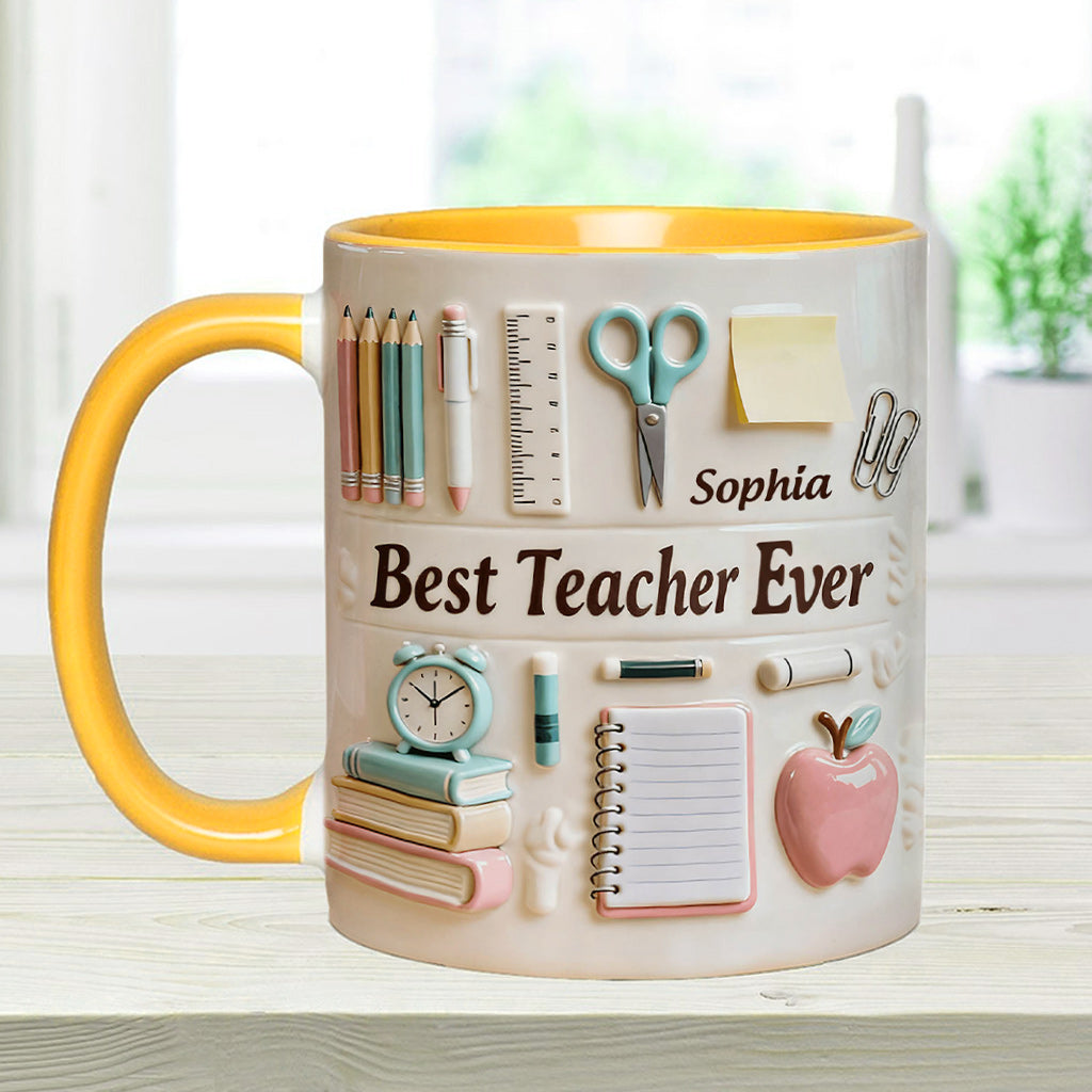 Bester Lehrer aller Zeiten – Personalisierte Tasse und Untersetzer mit Lehrermotiv