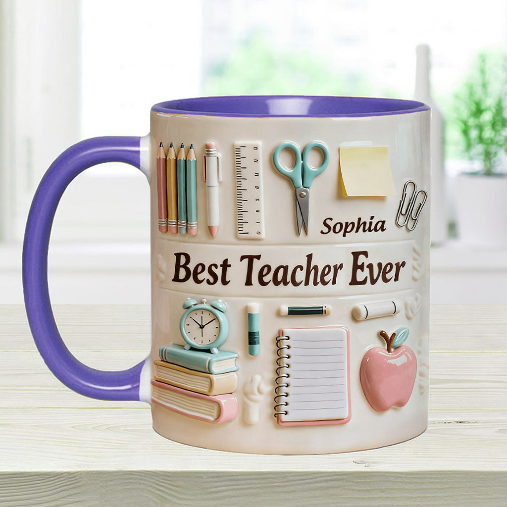 Bester Lehrer aller Zeiten – Personalisierte Tasse und Untersetzer mit Lehrermotiv