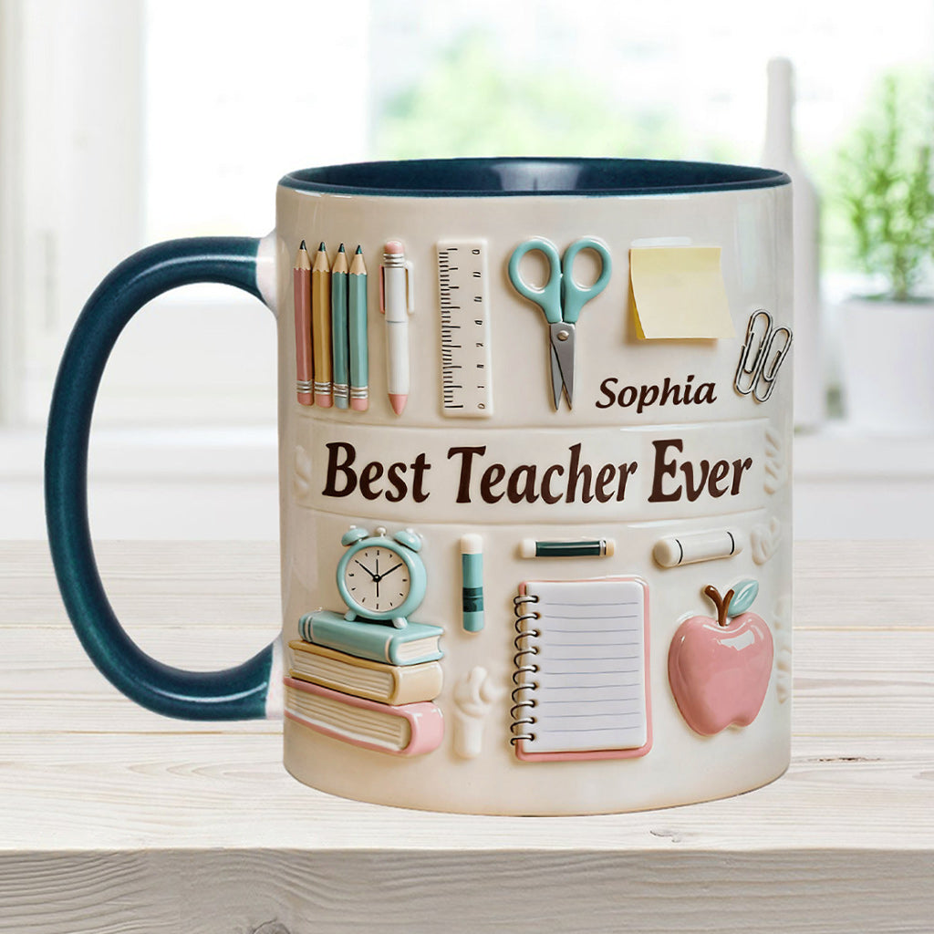Bester Lehrer aller Zeiten – Personalisierte Tasse und Untersetzer mit Lehrermotiv