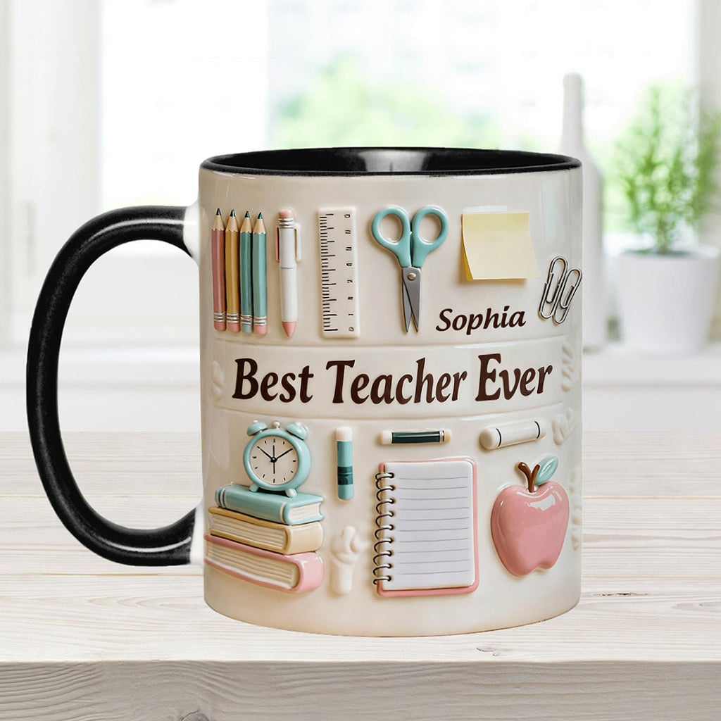Bester Lehrer aller Zeiten – Personalisierte Tasse und Untersetzer mit Lehrermotiv
