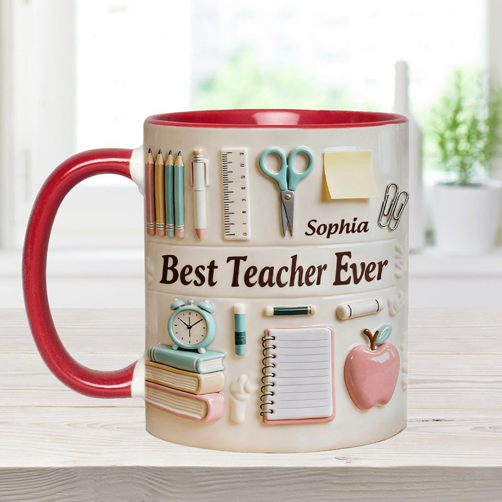 Bester Lehrer aller Zeiten – Personalisierte Tasse und Untersetzer mit Lehrermotiv