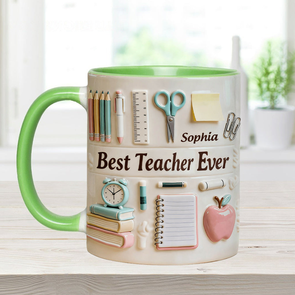 Bester Lehrer aller Zeiten – Personalisierte Tasse und Untersetzer mit Lehrermotiv