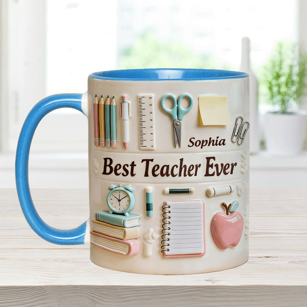 Bester Lehrer aller Zeiten – Personalisierte Tasse und Untersetzer mit Lehrermotiv