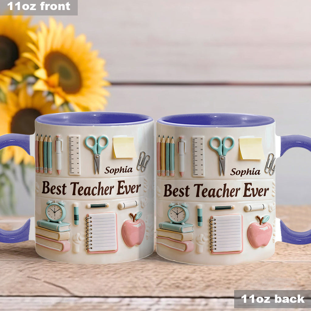 Bester Lehrer aller Zeiten – Personalisierte Tasse und Untersetzer mit Lehrermotiv