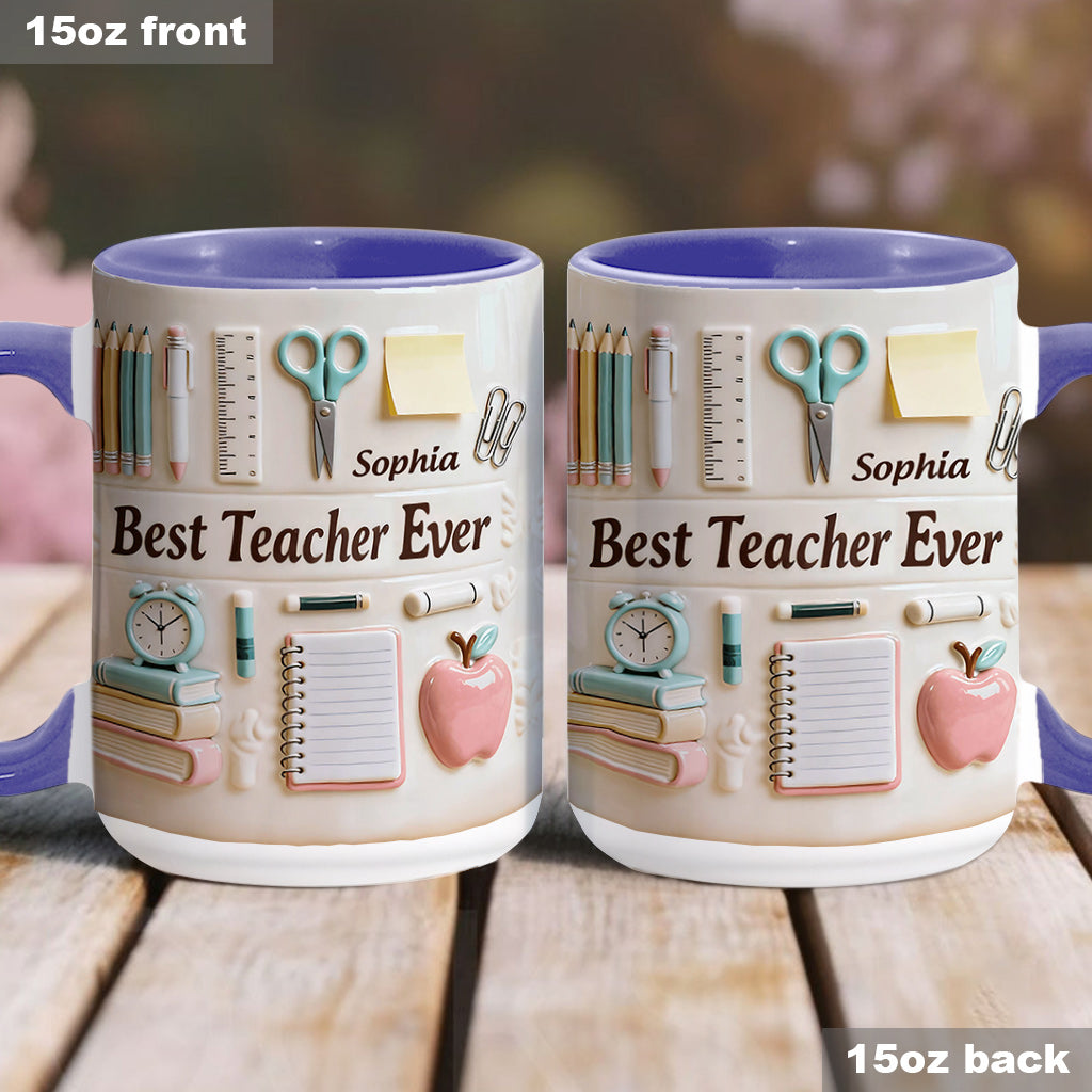 Bester Lehrer aller Zeiten – Personalisierte Tasse und Untersetzer mit Lehrermotiv