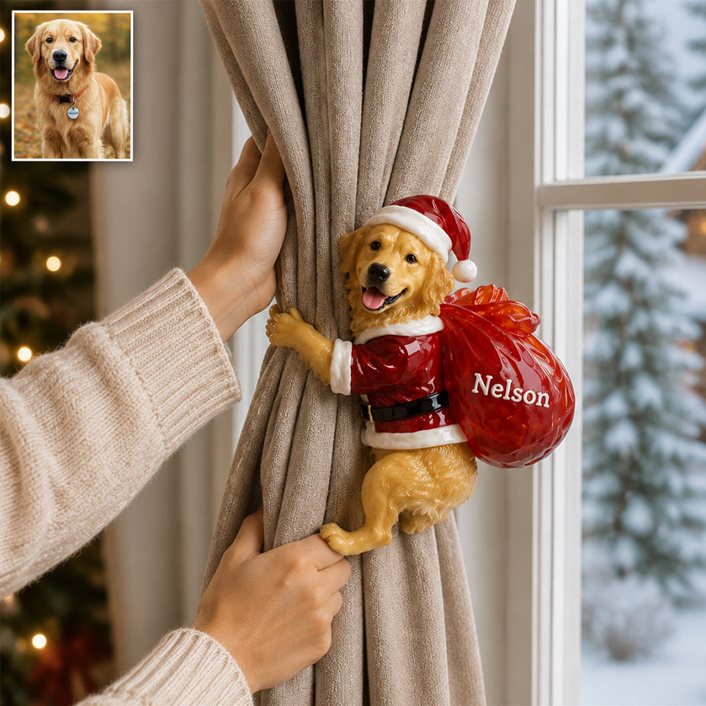 Joyeux Noël - Attache Rideau Personnalisée pour Chien