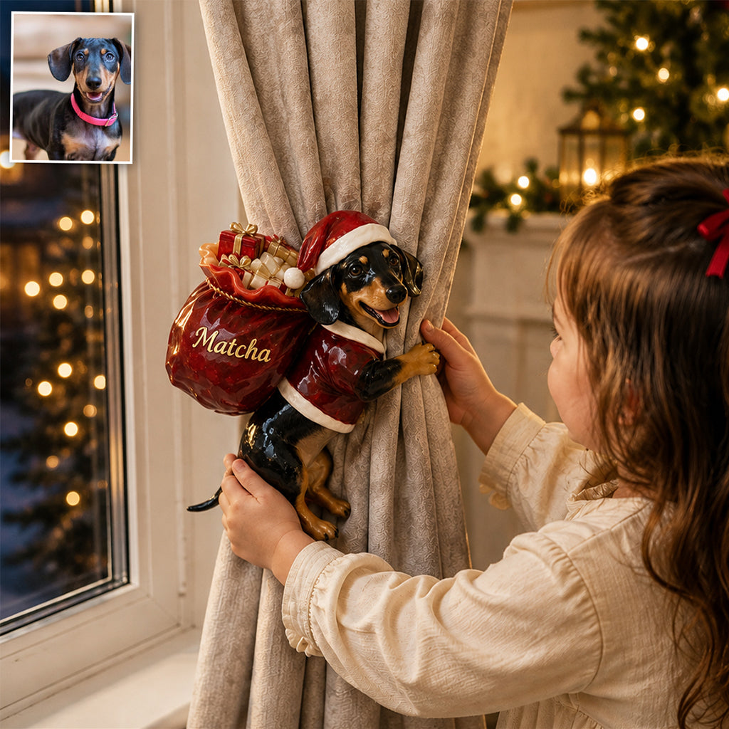 Joyeux Noël - Attache Rideau Personnalisée pour Chien