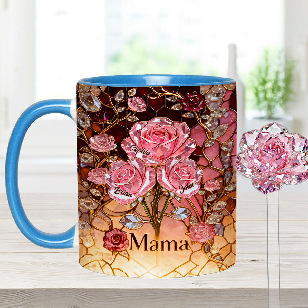 I Love You Mom Nana Grandma - Personalized Mother Set Accent Mug with Acrylic Stirrers